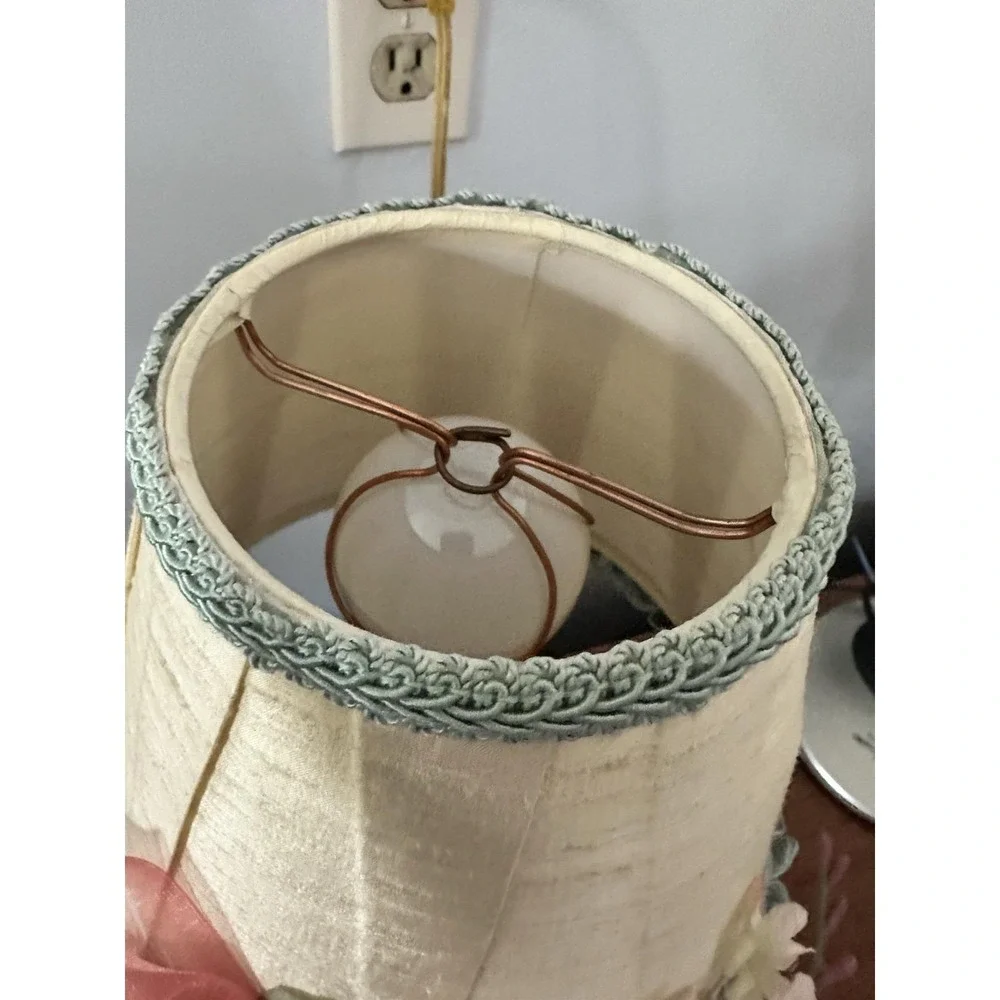 Vintage Boudoir Lamp Floral Shade Cottagecore Shabby Chic Romantic Decor